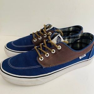 Vans Brigata Leather/Plaid Estate Blue Men's Classic Skater Shoes Size 9.5 USED